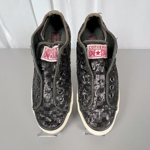 CONVERSE ALL STAR WOMENS SEQUINED SLIP ON SNEAKERS SIZE 8 DARK PURPLE - Picture 8 of 8